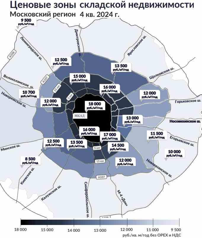 Ценовые зоны складской недвижимости. 2024